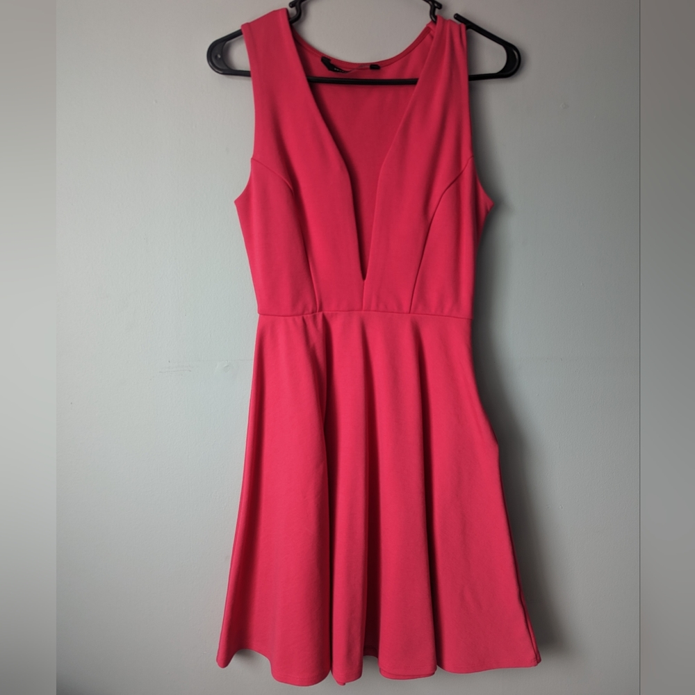 Seven Sister Coral Pink Plunging V Dress